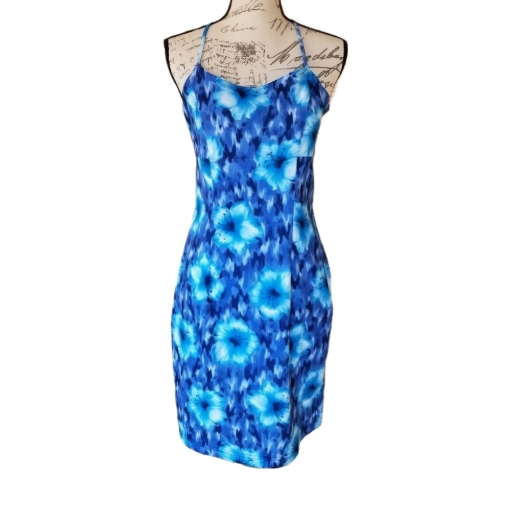 Blue Floral Racerback Dress - Picture 6 of 6